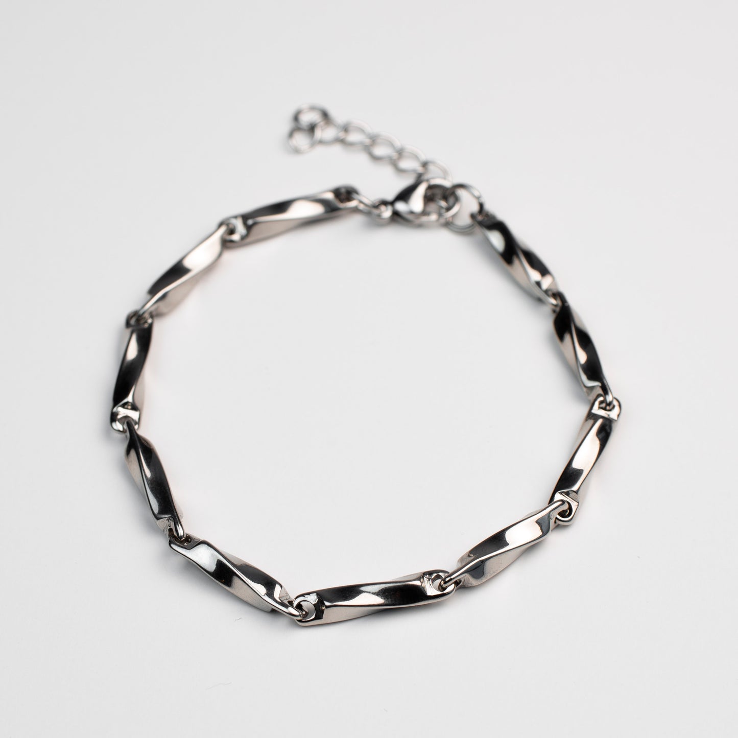 Silver Sculpted Link Bracelet
