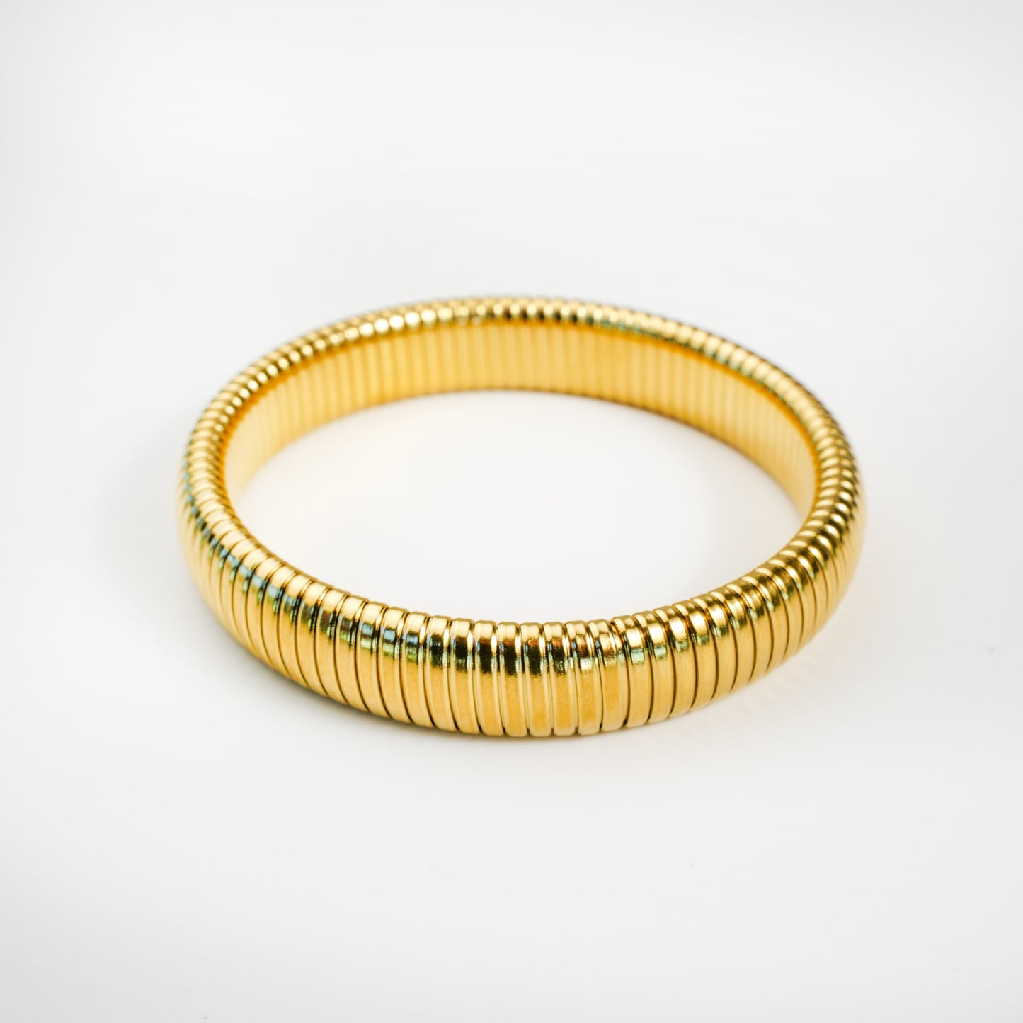 Golden Ribbed Bangle Bracelet