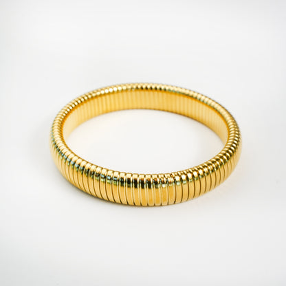 Golden Ribbed Bangle Bracelet