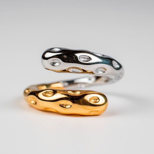 Dual-Tone Textured Intertwined Ring