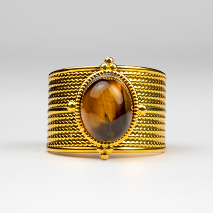 Solstice Tiger Eye Gold Ring