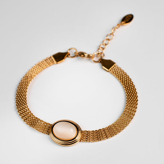 Golden Mesh Gemstone Bracelet