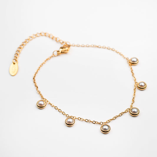 Golden Pearl Charm Bracelet