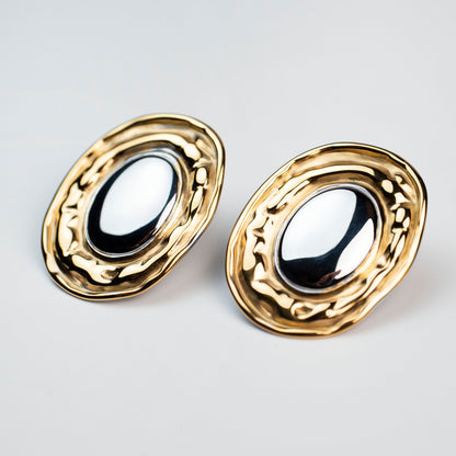 Golden Halo Oval Earrings