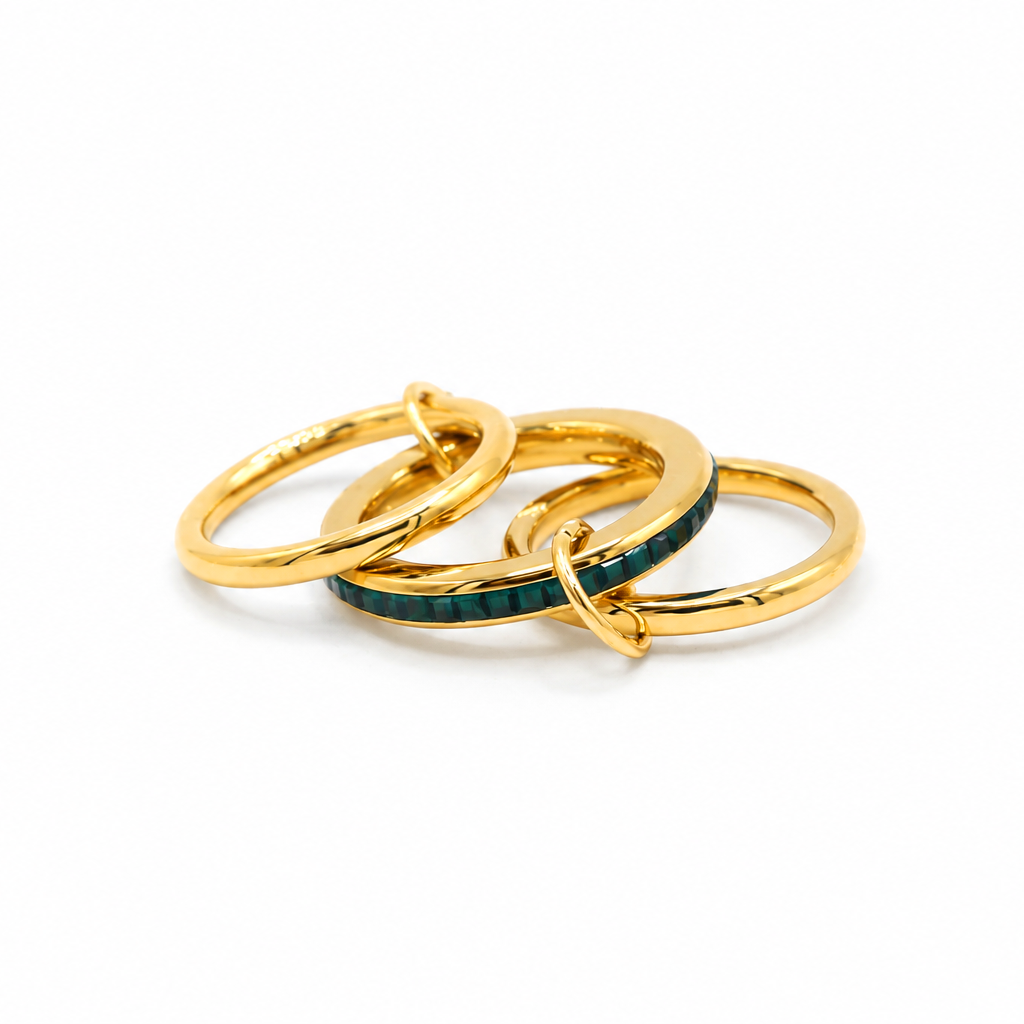 Emerald Orbit Ring Set