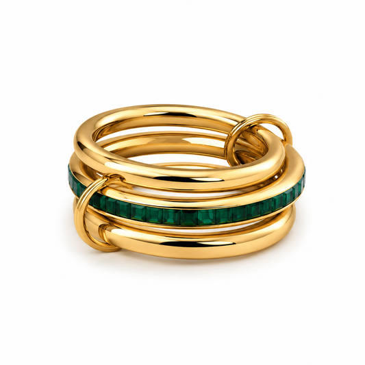 Emerald Orbit Ring Set