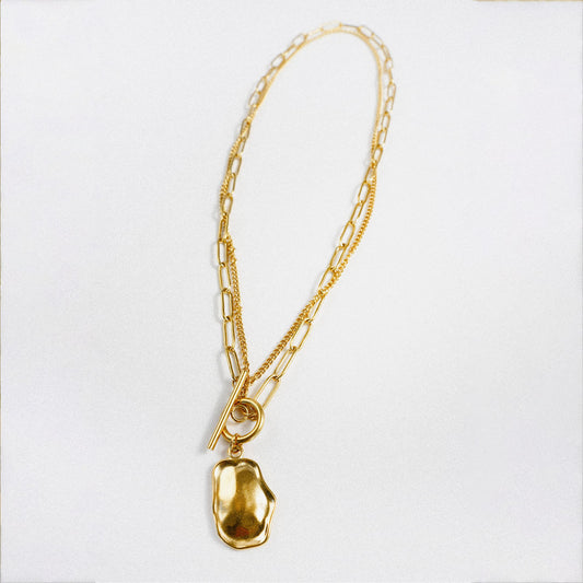 Golden Abstract Pendant Necklace